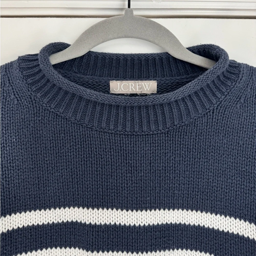 J. Crew Navy and White Striped Crewneck Sweater - Picture 4 of 5